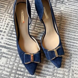BCBGeneration Dark Blue Heels with Gold Bow